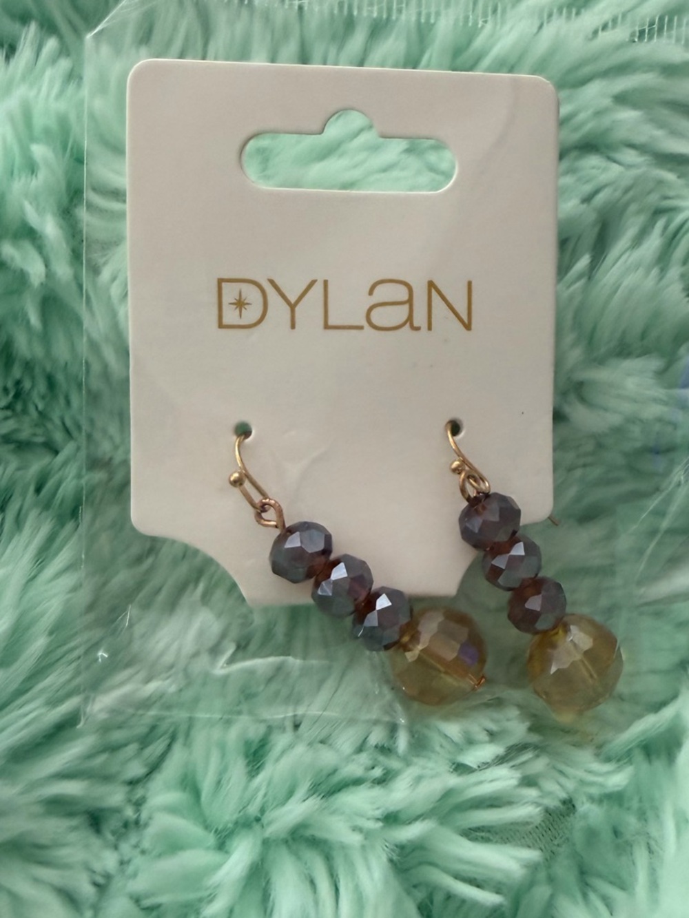 Dylan Gold and Amber/Brown Faceted Bead Drop Earrings